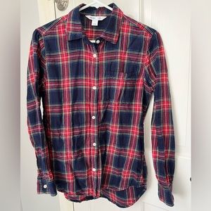 Old Navy flannel button down shirt, blue/red, women's size small